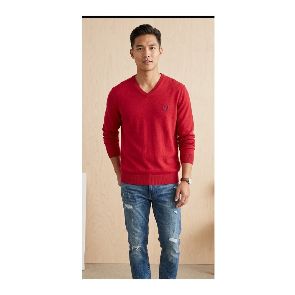 Chaps Men's Sweater L Cashmere Blend Embroidered Crest Classic Old Money Preppy